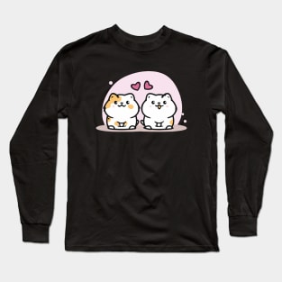 Cute cat couple valentine Long Sleeve T-Shirt